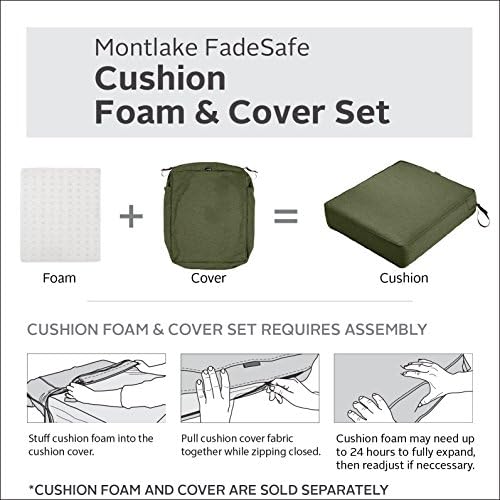 Classic Accessories Montlake Water-Resistant 21 x 22 x 4 Inch Outdoor Back Cushion Slip Cover, Patio Furniture Cushion Cover, Heather Fern Green, Patio Furniture Cushion Covers - Image 3
