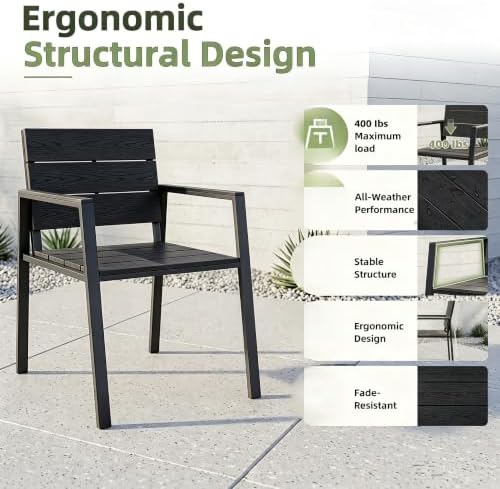 LazySunsets Outdoor Dining Set with Umbrella Hole (Blacky, 7 Piece) - Image 4