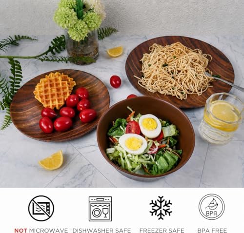 TP 12-Piece Melamine Dinnerware Sets, Service for 4, Wood Grain - Image 6