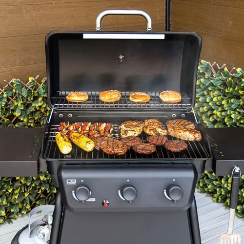 Charbroil Classic 3-Burner Propane Gas Grill, 30,000 BTU, 360 Sq. In. Cooking Area, Porcelain-Coated Grates, Compact Outdoor BBQ Grill with Side Shelves - Image 4