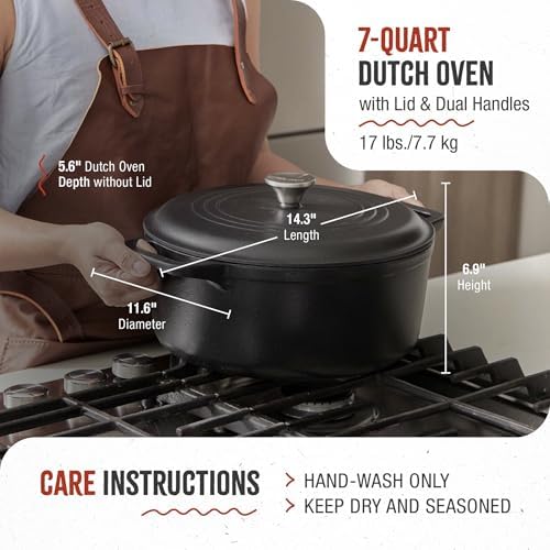 Victoria 7-Quart Cast Iron Dutch Oven with Lid and Dual Loop Handles, Seasoned with Flaxseed Oil, Made in Colombia - Image 6