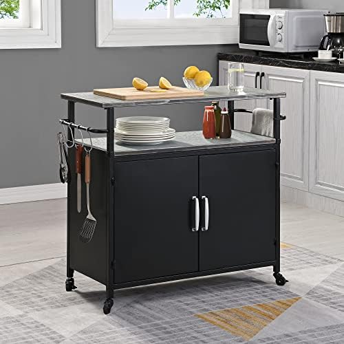 FirsTime & Co. New & Improved Black Davidson Outdoor Grilling Kitchen Cart Island, Portable Patio Table, Metal Food Prep Worktable, 31.5 in. x 35.25 in. - Image 4