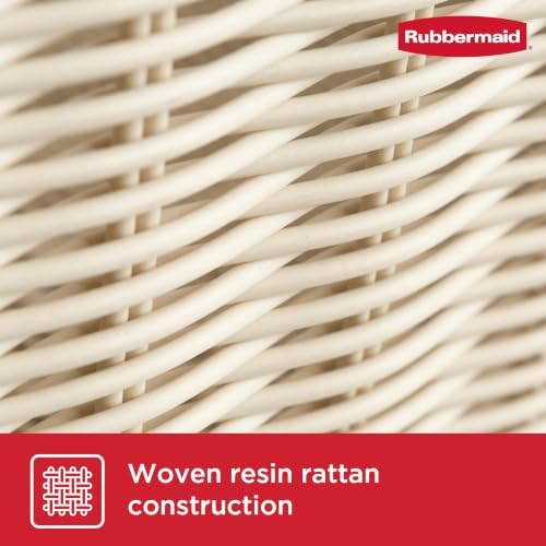 Rubbermaid Woven Storage Baskets - Set of 2 Stackable and Collapsible Bins with Handles, Small Resin Rattan Organizers for Shelves, Closet, Bathroom, Bedroom, 11.5” x 8”, Ivory - Image 6