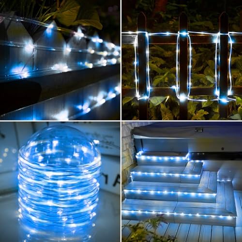 Solar Rope Lights, 33ft 100LED Solar String Lights, 8 Modes, Waterproof - Image 5
