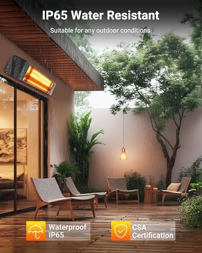 PASAPAIR 1500W Electric Infrared Patio Heater, Fast 3-Second Warmth, Black - Image 7