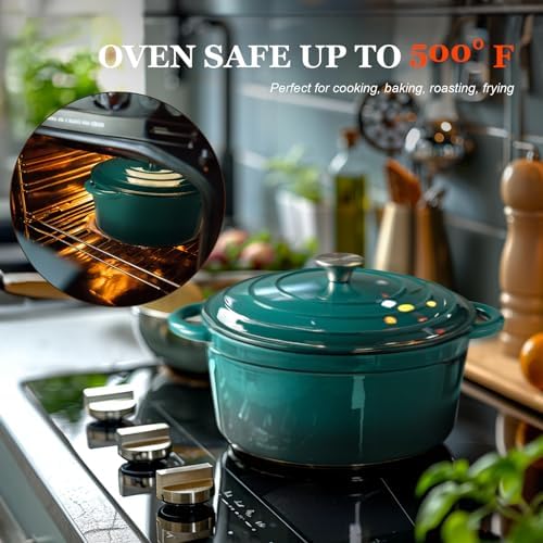 Overmont Enameled Cast Iron Dutch Oven - 4.5QT Pot with Lid Cookbook - Image 5