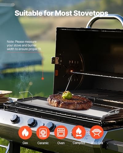 VEVOR Carbon Steel Griddle, 32x14 inch Universal Flat Top Rectangular Plate, Gas Grill Griddle for BBQ Grill, Teppanyaki, Portable Family Cookware with Handle, for Camping Tailgating Party - Image 6