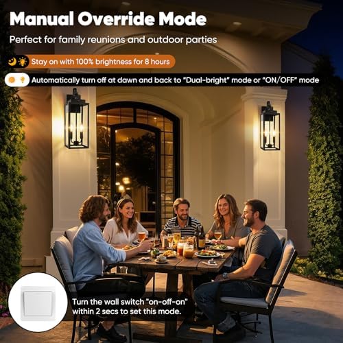 BesLowe 2-Pack 17.5" Upgraded Motion Sensor Outdoor Wall Lights, Black - Image 3