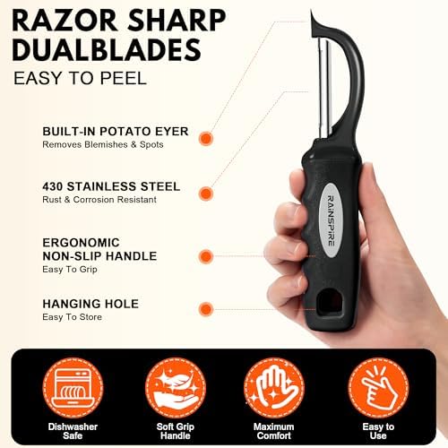 Swivel Vegetable Peeler Comfort Handle Sturdy Long-Lasting 1Pcs Black - Image 6