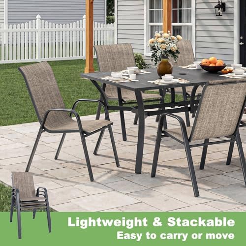 Outdoor Dining Set for 4, Metal Table and Stackable Chairs - Image 4