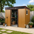 8X6 FT Outdoor Metal Storage with Lockable Sliding Doors by Unknown