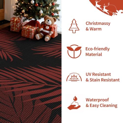 GENIMO Outdoor Rug, Waterproof Plastic Rugs for Patio, 6'x9' Red Black - Image 6