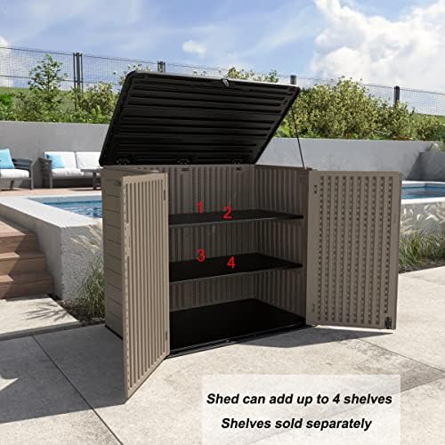 Mrosaa Large Horizontal Storage Sheds,38 cu.ft Resin Garden Shed Weather Resistance,Outdoor Storage Box Lockable for Patio,Backyard,Garden,Home(Brown) - Image 5