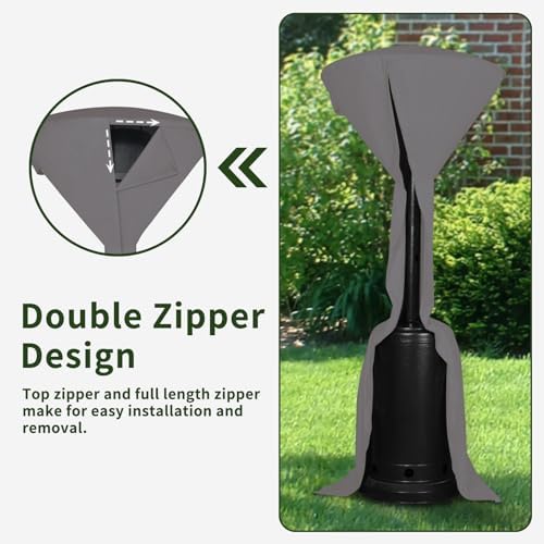 Easy-Going Stand-Up Patio Heater Cover, 95"H x 34"D x 19"B, Grey - Image 4