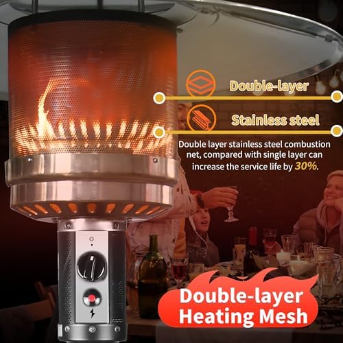 Ignovate 50,000 BTU Max Outdoor Propane Patio Heater with Wheels – Durable Powder-Coated Steel Gas Heater with Easy Ignition & Safety Shut-Off for Patio, Backyard, Garden, Restaurant - Image 6