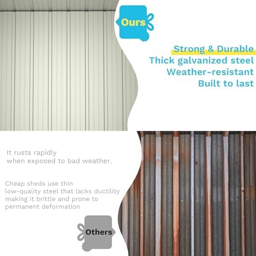 Greesum 5 x 3 FT Metal Outdoor Storage Shed, Brown - Image 5