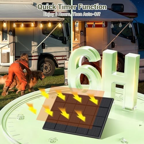 50FT Solar String Lights Outdoor, 18+1LED Shatterproof Bulbs with Remote & USB Port, Waterproof 3 Modes Dimmable Solar Lights for Backyard, Patio, Camping - Image 5