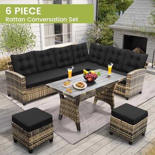 KROFEM 6 Piece Patio Furniture Set, Dining and Conversation Set - Image 5