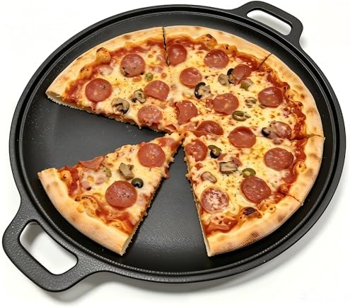 Cast Iron Pizza Pan, Steak Skillet with Handles for Oven, Grill, Stovetop, or Campfire (10 inch) by Unknown