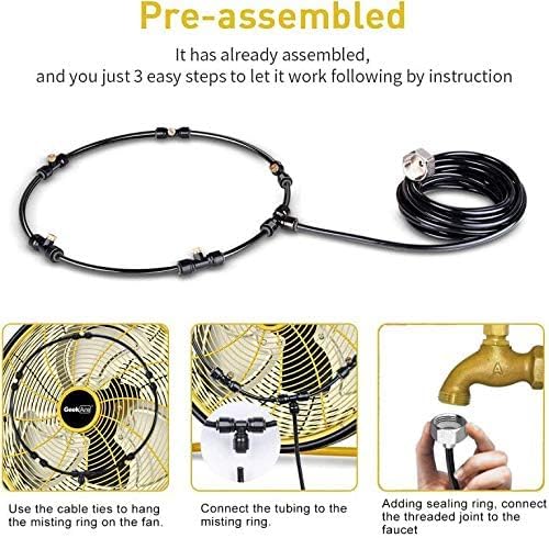 Outdoor Misting Fan Kit for a Cool Patio Breeze,Water Mister Spray for Cooling Outdoor,19.36FT (5.9M) Misting Line + 5 Brass Mist Nozzles + a Brass Adapter(3/4) Fit to Any Outdoor Fan - Image 6