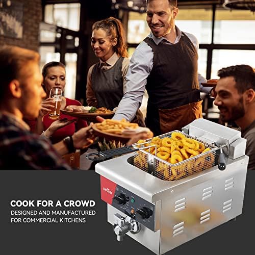 CROSSON 6L Electric Countertop Deep Fryer Extra Large with Drain,Timer,Basket and Lid for Restaurant Use 120V,1800W Commercial Deep Fryers - Image 6