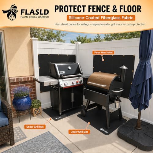 FLASLD Heat Shield Behind Grill, Fireproof Cover and Screen Protect Deck Railing from Grill, BBQ Fence Heat Shield for Wood Stove, Deck Railing Protector for Grill, Fireplace - Image 5