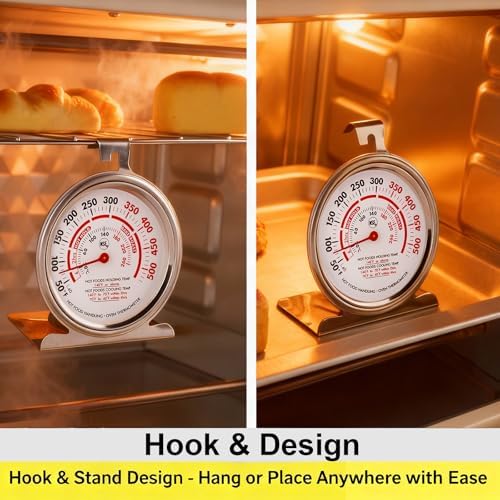 Oven Thermometer 3.23" Dial 50-500°F, NSF Food Safety Zones 2-Pack - Image 3
