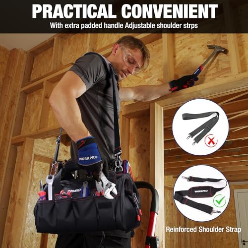 WORKPRO 14-inch Tool Bag, Multi-pocket Tool Organizer with Adjustable Shoulder Strap, W081021A, black 14 inches (Pack of 10) - Image 6