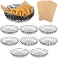 12Pcs Round Wire Serving Baskets, Snack Trays w/Oil Absorbing Deli Wrapper by Anjetan