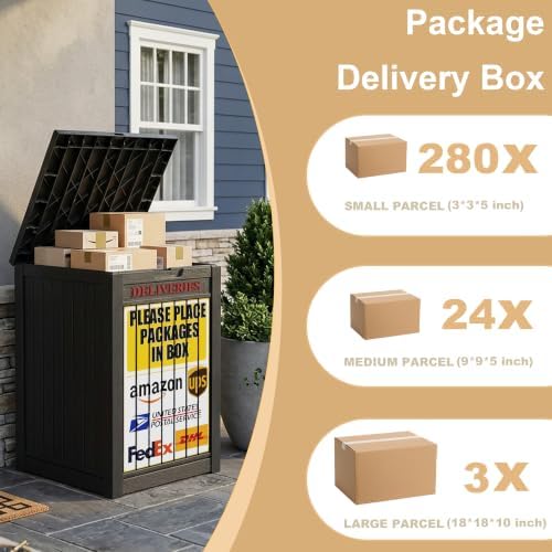 PatioZen Package Delivery Box,Outdoor Container Lockable, Black+Sign - Image 4