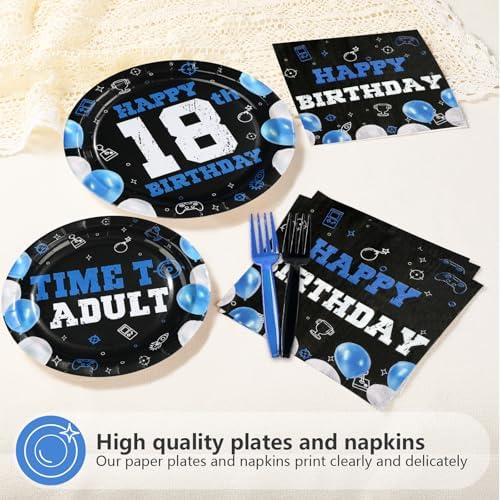 96Pcs Blue and Black 18th Birthday Decorations for Boys Serves 24 - Image 3