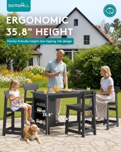 SERWALL 10-Piece Outdoor HDPE Counter-Height Bar Dining Set for 8, Gray - Image 3