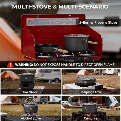 ALOCS Camping Cookware Portable Non-Stick Mess Kit with Foldable Handle - Image 4