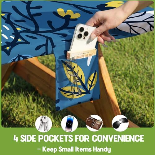 Picnic Table Cover with Bench Covers Waterproof Elastic Rectangle Tablecloth Camping Essentials Supplies Rv Car Travel Gear Must Haves Accessories Fitted Table Cloth Outdoor Road Trip Camper Gifts 8ft - Image 5