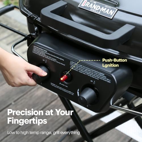 Brand-Man Portable Grill, Propane Gas Camping Grill & Cast Iron Griddle - Image 6