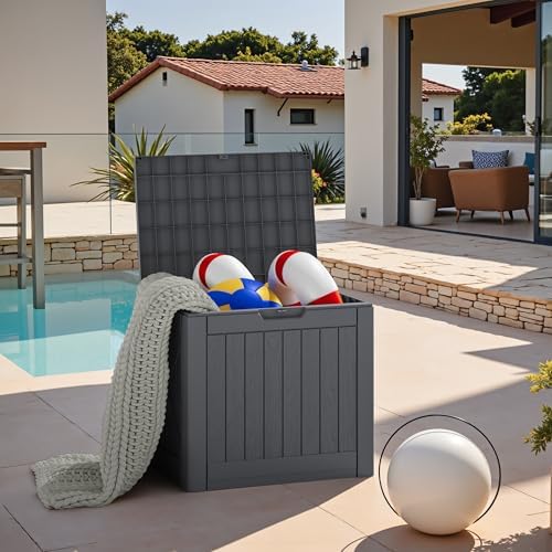 JUMMICO 42 Gallon Resin Deck Box Waterproof Outdoor Storage Box - Image 7