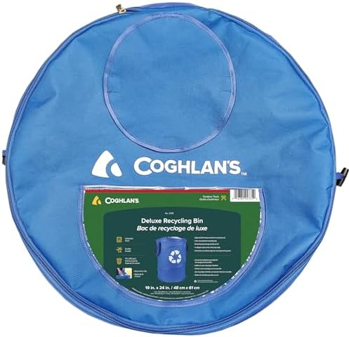 Coghlan's Deluxe Durable Pop-Up Recycling Can – Collapsible Bin with Zippered Lid, Bag Clips, and Anchoring Points for Camping, Home, and Outdoor Use – 29.5 Gallon - Image 4