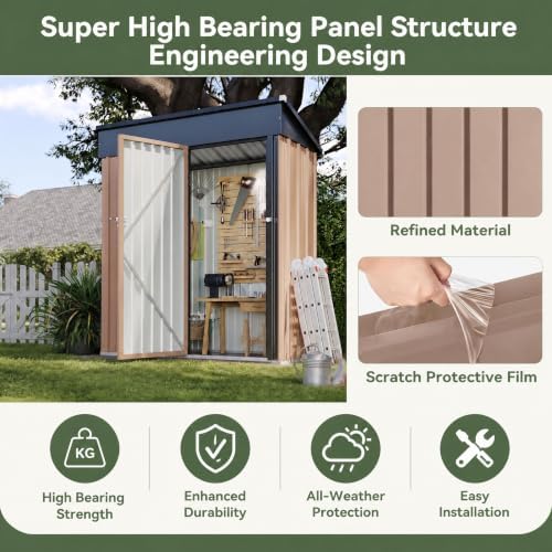 Aoxun 5x3 FT Shed Outdoor Waterproof Storage Shed - Image 4