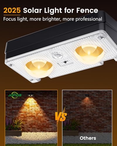 JOFIOS Solar Fence Lights Outdoor Waterproof, 80 Lumens Solar Lights for Fence with Warm White & RGB 8 Colors,Outdoor Solar Light for Deck, Patio, Backyard, Fence, Railing (12-Pack-Black) - Image 4