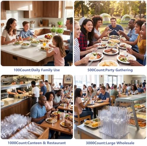 SACATR 200 Count Clear Plastic Silverware Heavy Duty -100 Forks, 100 Spoons - Image 7