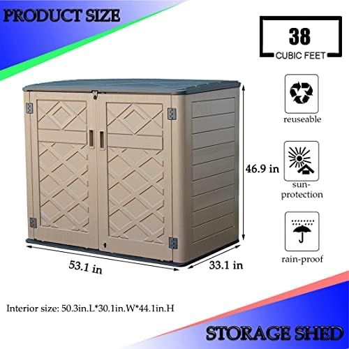 Mrosaa Large Horizontal Storage Sheds,38 cu.ft Resin Garden Shed Weather Resistance,Outdoor Storage Box Lockable for Patio,Backyard,Garden,Home(Brown) - Image 6