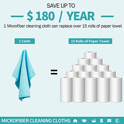 Microfiber Cleaning Cloth - 60 Pack Shop Towels, 12" x 12" Cleaning Rags Lint Free, Reusable Microfiber Towels for Cars Kitchen Automotive House Office - Image 6