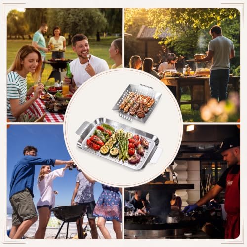 Grill Accessories Outdoor Grill Baskets Topper Trays, 2 Pack - Image 7