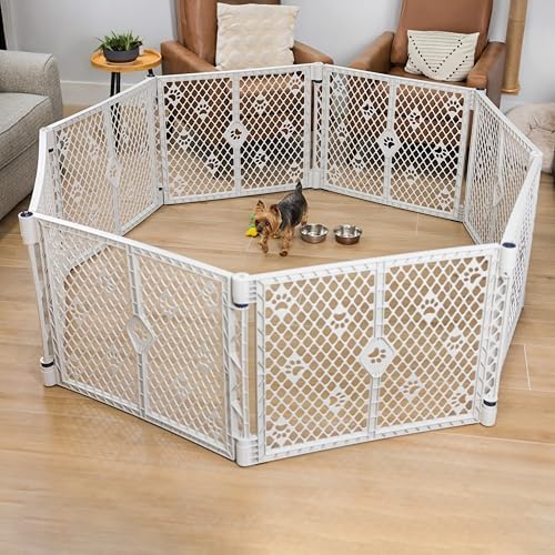 MyPet 8-Panel Paws Petyard, Gray Dog Playpen, Durable & UV-Resistant Puppy Playpen, Indoor/Outdoor Portable Dog Pen, Adjustable for Your Pet's Comfort, Friendly Design for Happy Pets - Image 2