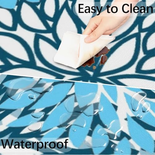 Round Tablecloth with Umbrella Hole and Zipper Elastic Fitted Table Cloth 36"-44" Oil-Proof Waterproof Chrysanthemum Patio Table Cover for Outdoor Dining Picnic Party, Spring Summer Blue Floral - Image 5