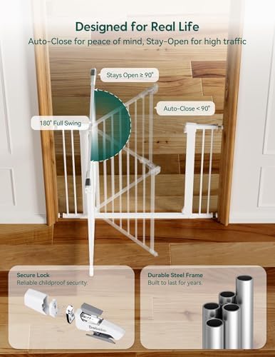 Babelio 36 in Tall Baby Gate for Stairs No Drilling, PressGuard, 29-48" W - Image 6