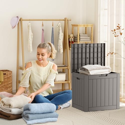 35 Gallon Outdoor Storage Box, Large Resin Deck Box for Patio Cushions, Garden Tools, Pool Accessories, Waterproof and Lockable Design, Storage Bench for Backyard & Deck(Gray) - Image 5