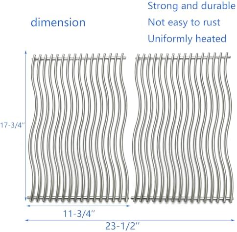 17-3/4" Stainless Steel 2Pack Waved Cooking Grids Grates Replacement Parts for Napoleon Rogue 425 Gas Grill S83013 - Image 2