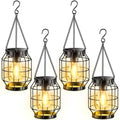 KOOPER Solar Lanterns Outdoor Waterproof, 4 Pack Upgraded Metal Hanging Solar Lights Outdoor Decorative, Brighter Outdoor Hanging Lantern for Yard Patio Pathway Porch Garden Decor, Gift for Women Mom by KOOPER