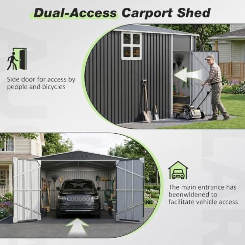 Polar Aurora 12x20 FT Outdoor Storage Shed Black - Image 6